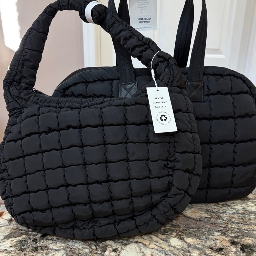 NWT 2 Pc Urban Expressions Black Quilted Travel Set